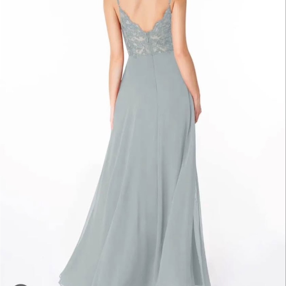 Azazie Pink Maxi Gown Spaghetti Strap Prom Dress - Picture 5 of 6